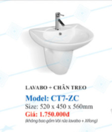 Chậu lavabo chân treo Zico CT7-ZC