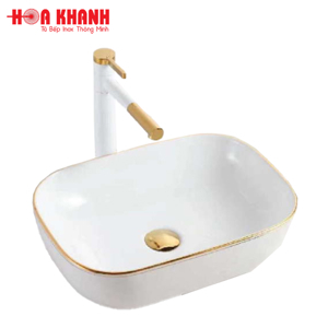 Chậu lavabo đặt bàn CKR102G điểm chỉ vàng
