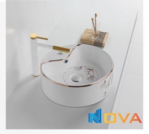 Chậu lavabo đặt bàn tròn hoa tiết hoa Navier NV-430