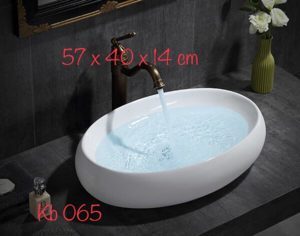 Chậu lavabo đặt bàn vân đá bầu dục KB-065