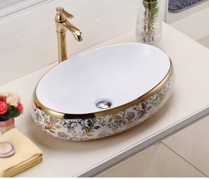 Chậu lavabo đặt bàn vân đá bầu dục KB-065C