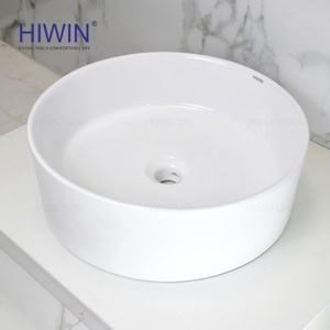 Chậu lavabo trắng sứ dương bàn dáng trụ tròn cao cấp Hiwin LP-8017