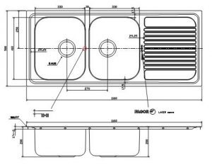 Chậu nhà bếp 2 hố 1 bàn Fagor OKP 2B1D