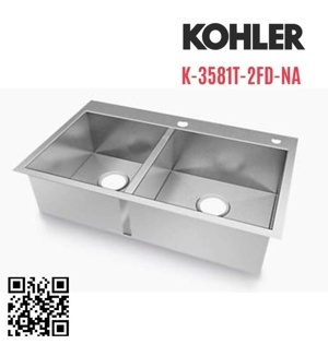 Chậu rửa bát 2 hố cân Kohler K-3581T-2FD-NA