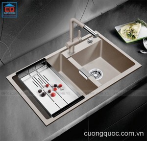 Chậu rửa bát đá 2 hố lệch Geler GL-GR 8248C