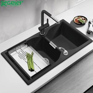 Chậu rửa bát đá 2 hố lệch Geler GL-GR 9248B