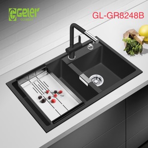 Chậu rửa bát đá 2 hố lệch Geler GL-GR 8248B