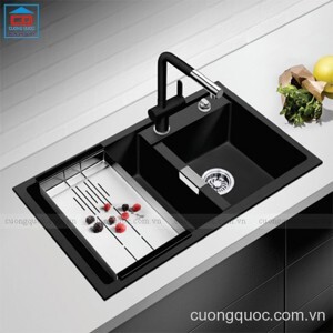 Chậu rửa bát đá 2 hố lệch Geler GL-GR 8248B