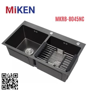 Chậu rửa bát hai hố bằng Inox phủ nano màu đen Miken MKRB – 8045NC