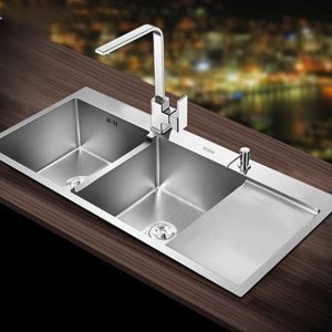 Chậu rửa bát inox 2 hố cân có bàn chờ HD10048-304Q