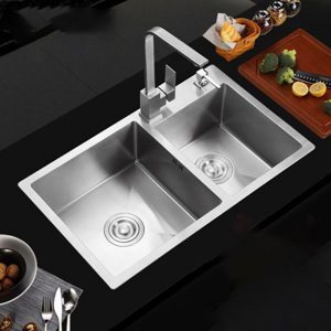 Chậu rửa bát inox 2 hố lệch zento HD8045-304