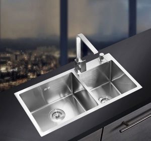 Chậu rửa bát inox 2 hố lệch zento HD8045-201