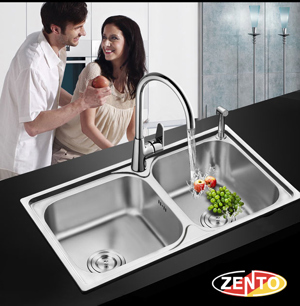 Chậu rửa bát inox 2 hố zento SK7842