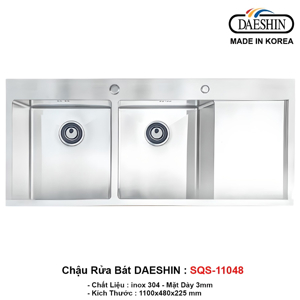 Chậu rửa bát inox Daeshin SQS-11048, 2 hố