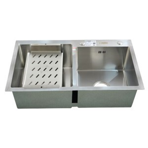 Chậu rửa bát inox đúc liền 2 hố lệch Picenza HM7843-615