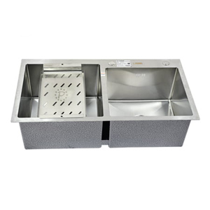 Chậu rửa bát inox đúc liền 2 hố lệch Picenza HM7843-615