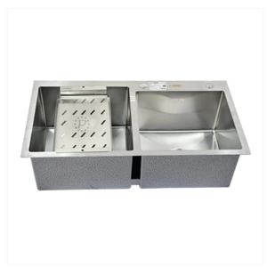 Chậu rửa bát inox đúc liền 2 hố lệch Picenza HM7843-615