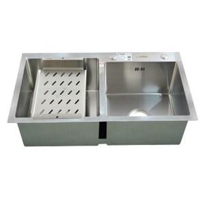 Chậu rửa bát inox đúc liền 2 hố lệch Picenza HM7843-615