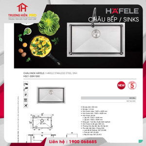 Chậu rửa bát inox Hafele HS21-SSN1S80