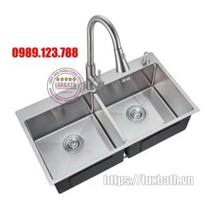 Chậu rửa bát inox Nanosi N7843C 2 Hố Cân