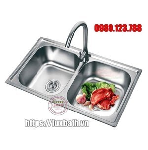 Chậu Rửa Bát Inox Nanosi N8045C 2 Hố Cân