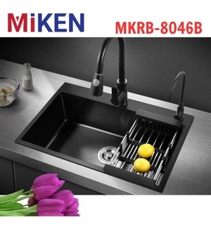 Chậu rửa bát một hố màu đen đúc Inox Miken MKRB – 8046B