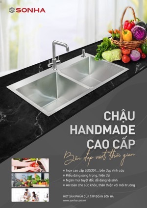 Chậu rửa bát Sơn Hà 2 hố cân HM.X.2C.82.2.3