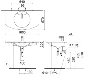 Chậu rửa chân đứng Caesar LF5314+PF2414