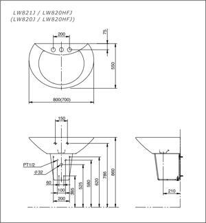 Chậu rửa chân lửng Toto LW820CJ/LW820HFJ