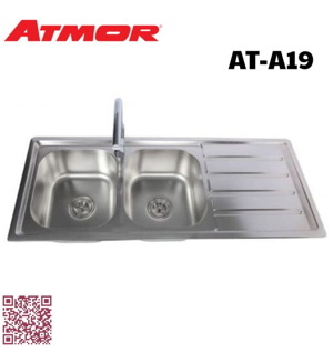 Chậu rửa chén 2 hộc 1 cánh Atmor AT-A19