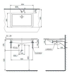 Chậu rửa đặt âm bàn TOTO LT520