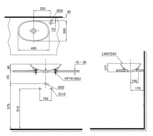 Chậu rửa đặt trên bàn Toto LT4724