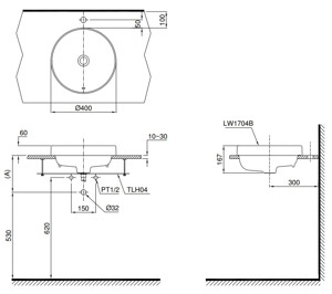 Chậu rửa đặt trên bàn TOTO LW1704B