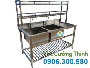 Chậu rửa đôi cánh phải có kệ dưới và kệ trên CR-24