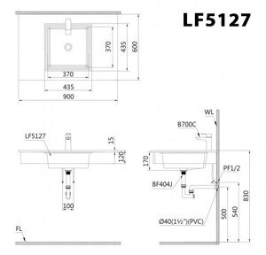 Chậu rửa lavabo âm bàn Caesar LF5127