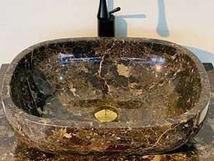 Chậu rửa lavabo bầu dục màu nâu ý Eximstone NBD18