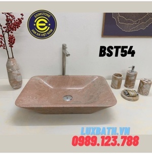 Chậu rửa lavabo chữ nhật màu hồng Eximstone BST54