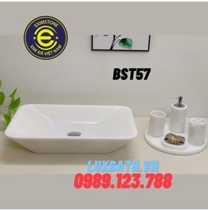 Chậu rửa lavabo chữ nhật màu trắng Eximstone BST57