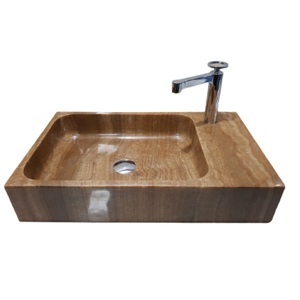 Chậu rửa lavabo chữ nhật màu vàng vân gỗ Eximstone VCN57