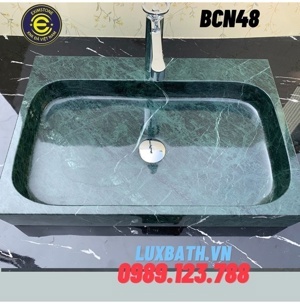 Chậu rửa lavabo chữ nhật màu xanh ấn Eximstone BCN48