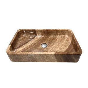 Chậu rửa lavabo chữ nhật mỏng vàng vân gỗ Eximstone BST55A