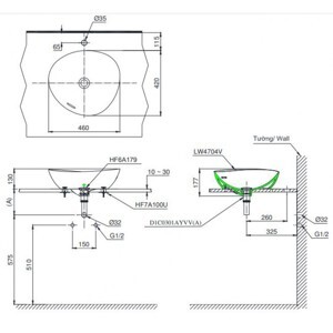 Chậu rửa Lavabo TOTO LT4704G17 đặt bàn