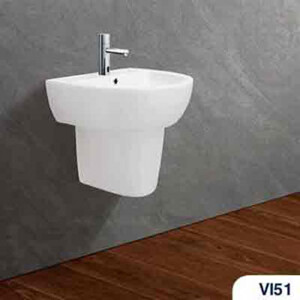 Chậu rửa lavabo treo tường và chân lửng Viglacera CD51