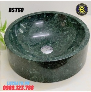 Chậu rửa lavabo tròn dày màu xanh Eximstone BST50