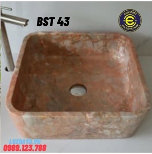 Chậu rửa lavabo vuông mỏng màu hồng Eximstone BST43