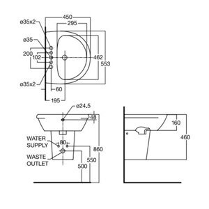 Chậu rửa mặt American Standard 0953-WT/WP-F712