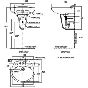 Chậu rửa mặt American treo tường VF-0969/VF-0912