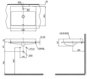 Chậu rửa mặt đặt bàn Toto L1616C