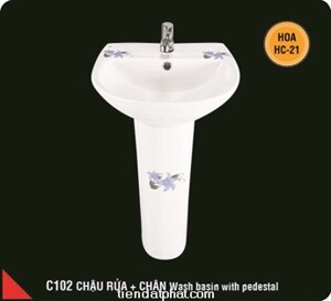 Chậu rửa mặt lavabo chân treo Hảo Cảnh C102-HC21