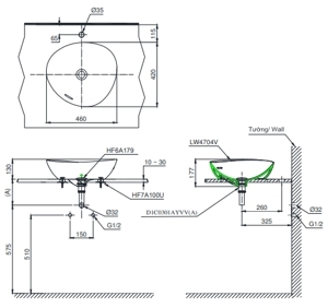 Chậu rửa mặt lavabo Toto LW717RCB